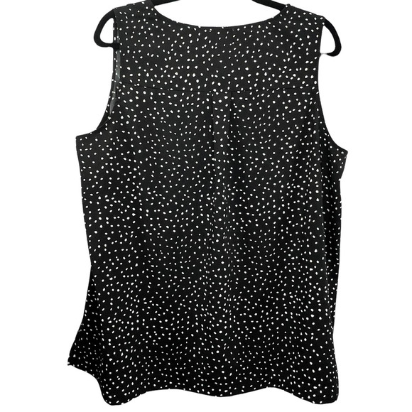Lord & Taylor Polka Dot Blouse Black Size 1X Sleeveless Loose Fit V-Neck Top - Picture 5 of 7
